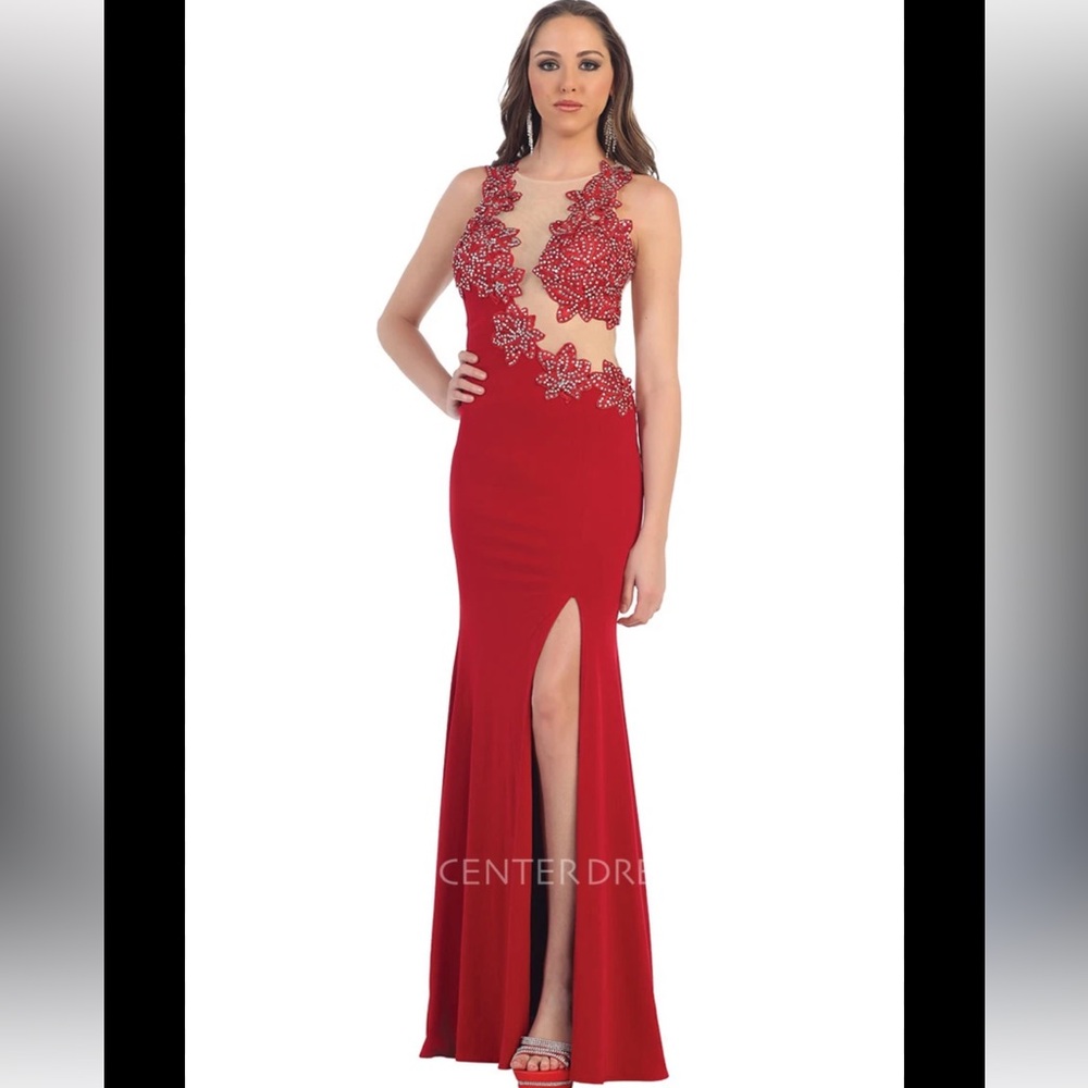 Vintage prom rhinestones Bodycon fishtail sheer rhinestone floral dresss gown, 2